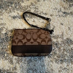 Coach Brown Signature Wristlet
